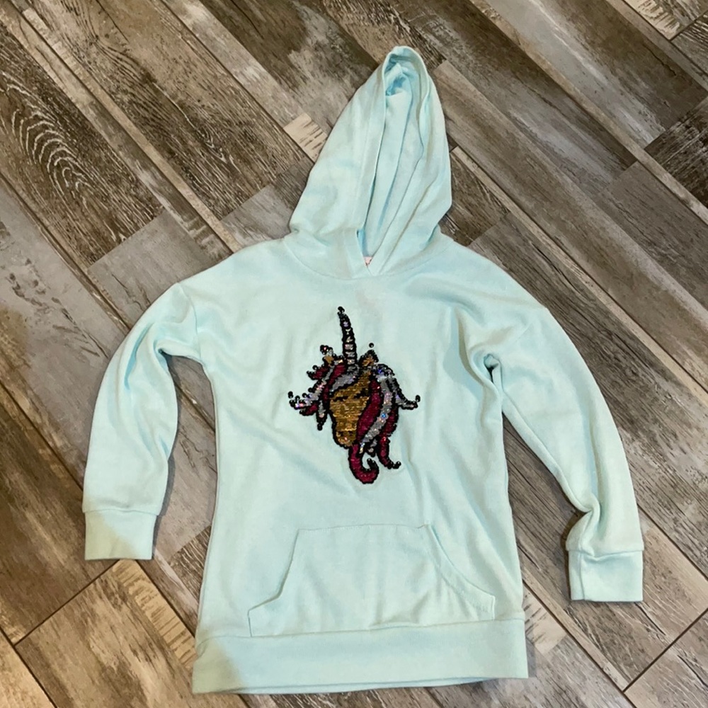 Hooded long sleeve Unicorn Sequins Shirt